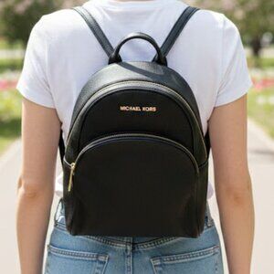 Authentic Michael kors black leather backpack purse